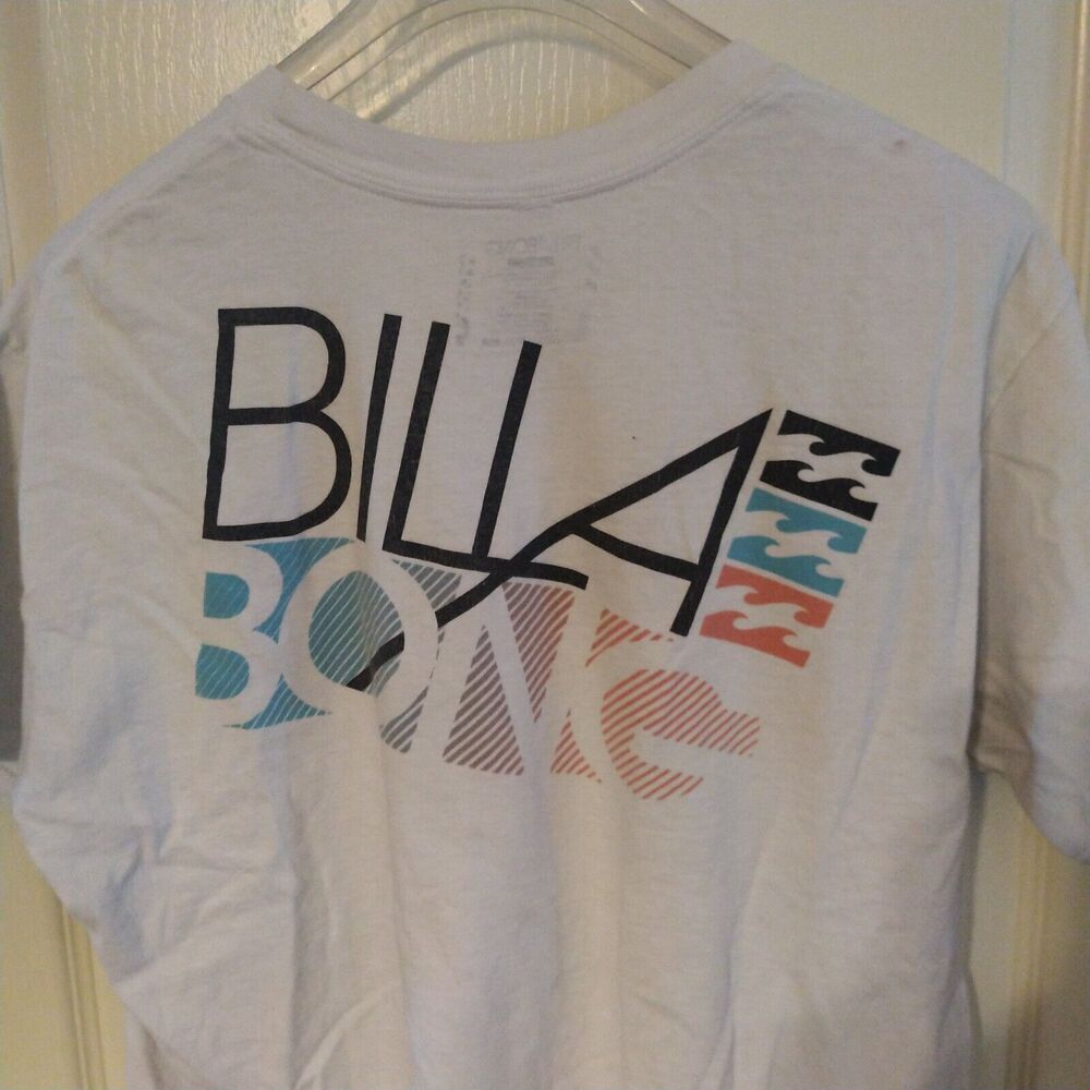 Billabong Graphic Logo Wave T-Shirt Men's Sz L Short Sleeve White Organic Cotton